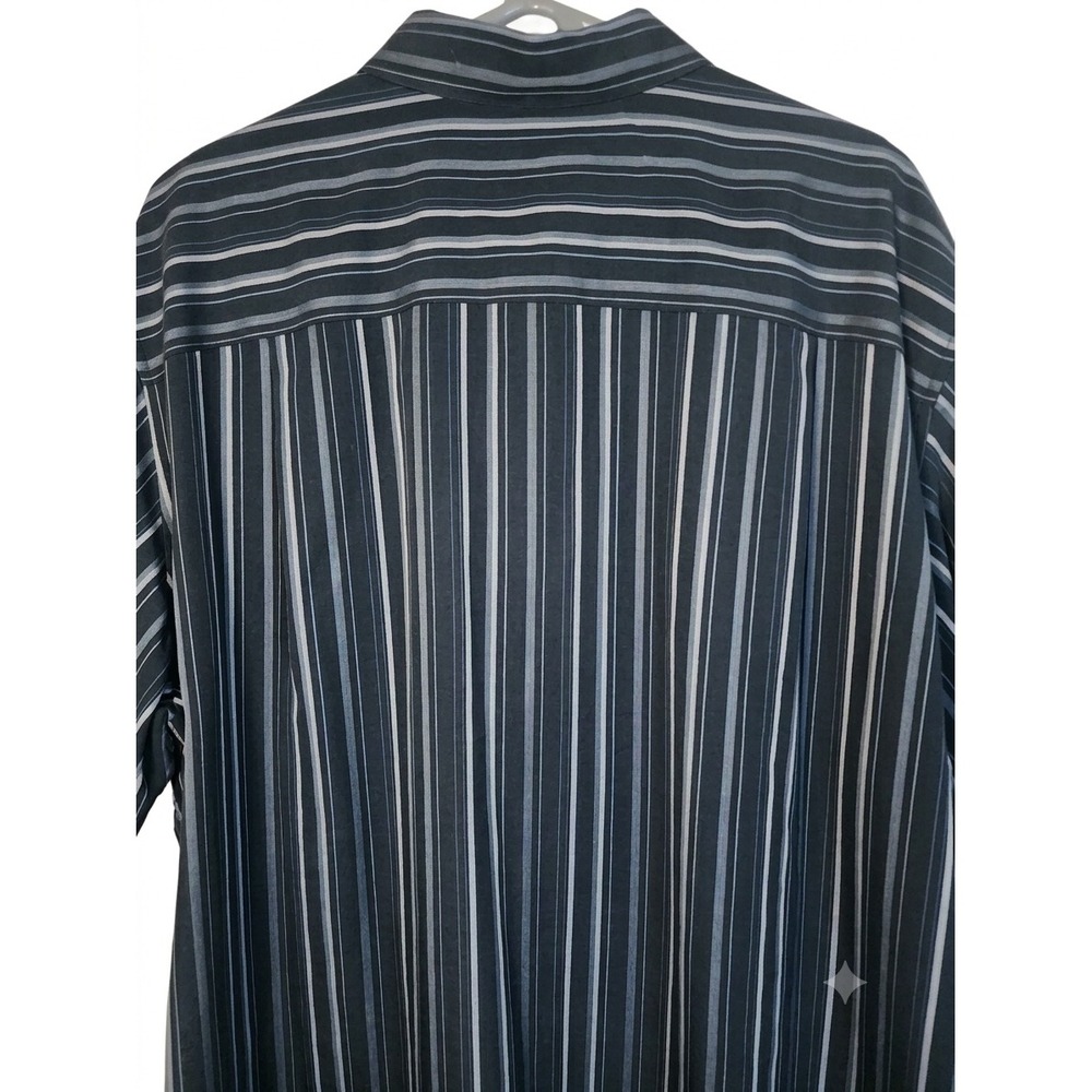 Alfani Men's 2XLT Short Sleeve Button Down  Black Gray White Striped Modal Blend - Picture 2 of 7